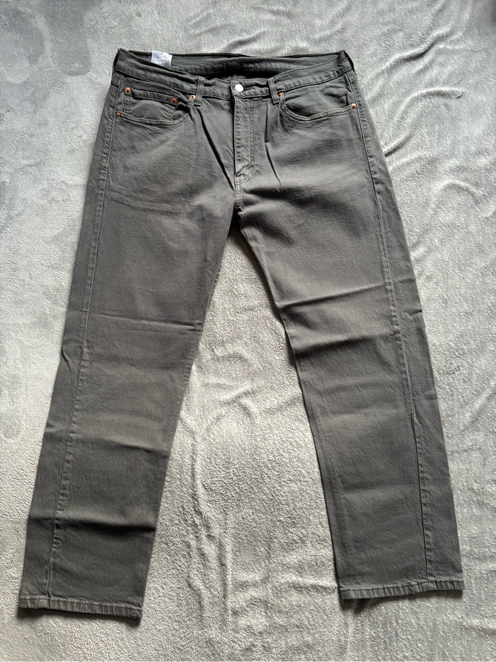 Levi's Men's 505 Straight Leg Size 36x30 Gray Dark Wash Denim Jeans Red Tab